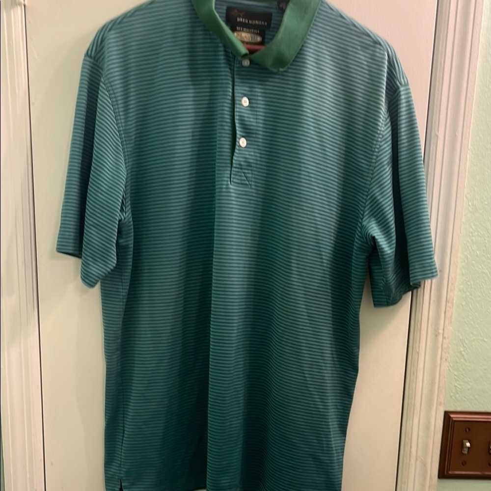Greg Norman Green Striped Polo